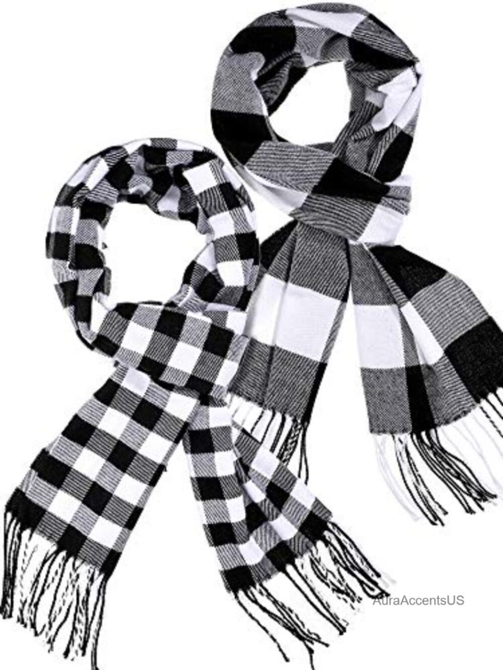 2 Pack Women's Plaid Winter Scarf - 100% Polyester Soft Warm